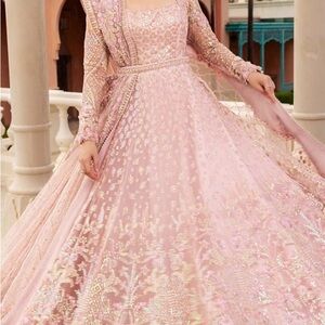 India Boutique Pink Embroidered Wedding Dress bust 42 net